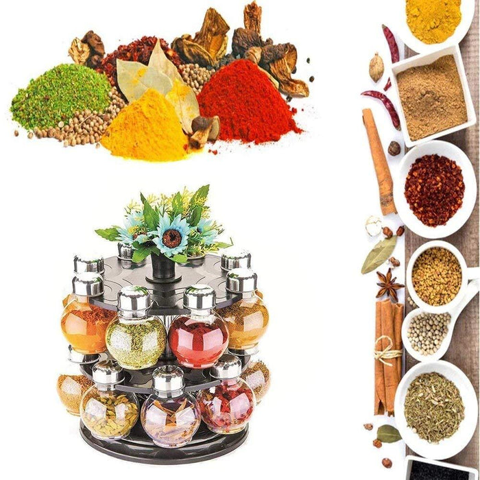 069 Multipurpose Revolving Plastic Spice Rack Set (16pcs) Wukusy