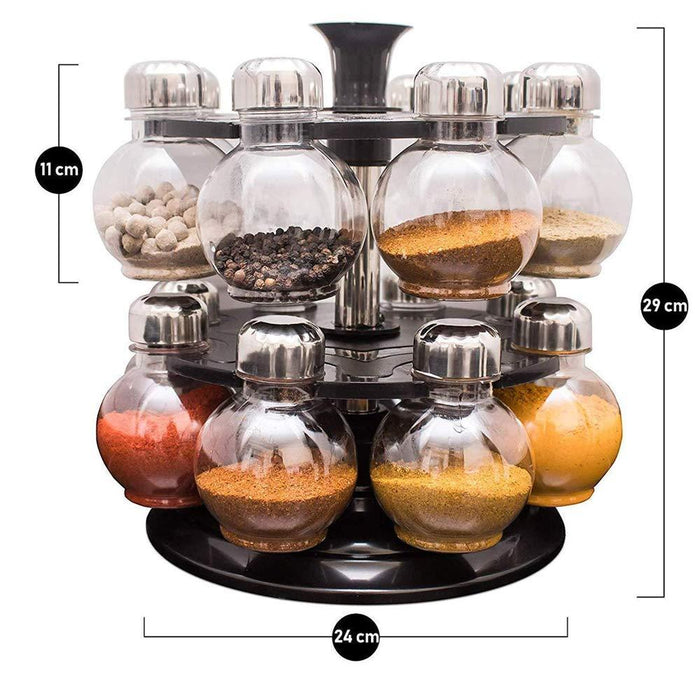 069 Multipurpose Revolving Plastic Spice Rack Set (16pcs) Wukusy