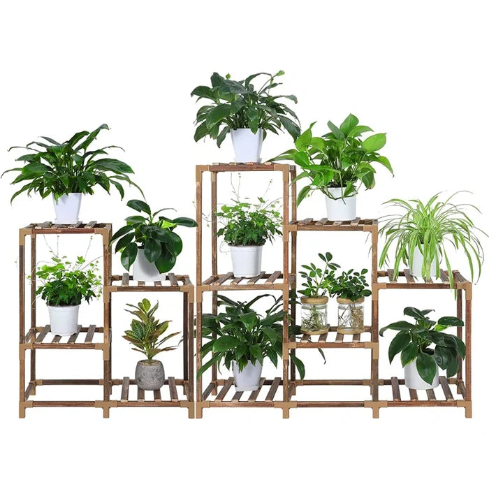 11-Shelf Eucalyptus Wood Multi-Tiered Plant Stand