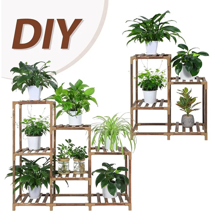 11-Shelf Eucalyptus Wood Multi-Tiered Plant Stand