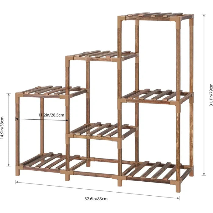 11-Shelf Eucalyptus Wood Multi-Tiered Plant Stand