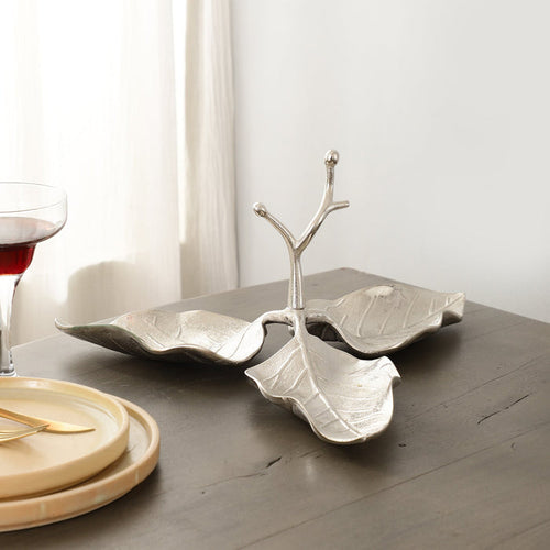3 Leaf Decorative Silver Platter M.M.I. OVERSEAS
