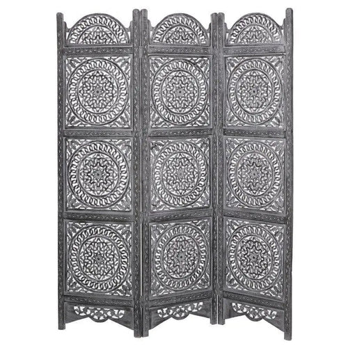 3 Panel Antique Look Woods Handcrafted Wooden Partition - Ouch Cart