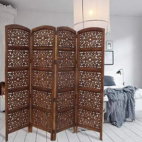 3 Panel Wooden Partition | Room dividers | Wooden Room Separators for Living Area - Ouch Cart