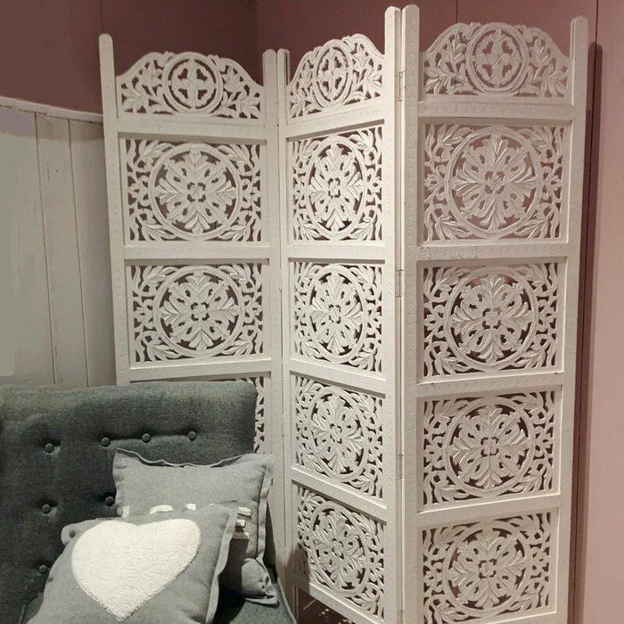 3 Panels wooden partition Solid Wood Folding Room Divider - Ouch Cart