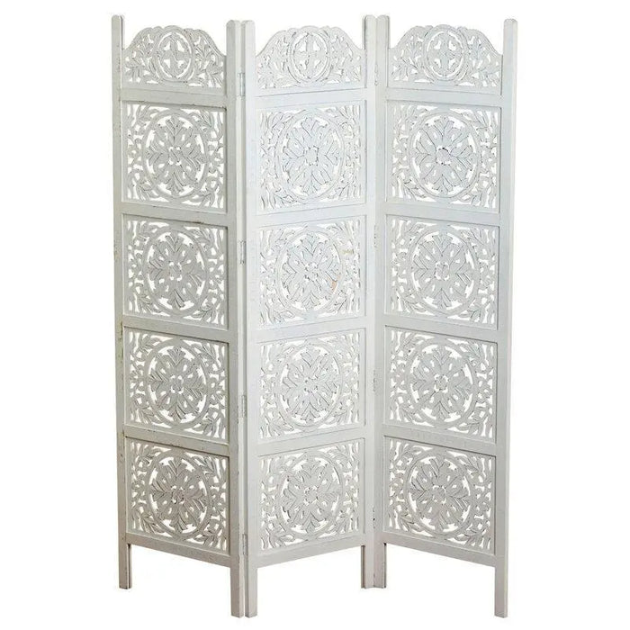3 Panels wooden partition Solid Wood Folding Room Divider - Ouch Cart