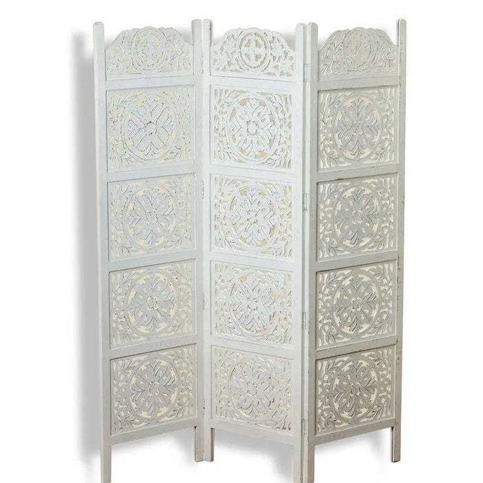 3 Panels wooden partition Solid Wood Folding Room Divider - Ouch Cart