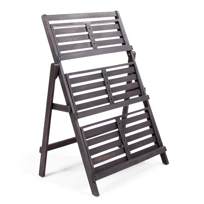 3-Tier Foldable Solid Wood Plant Stand – Black