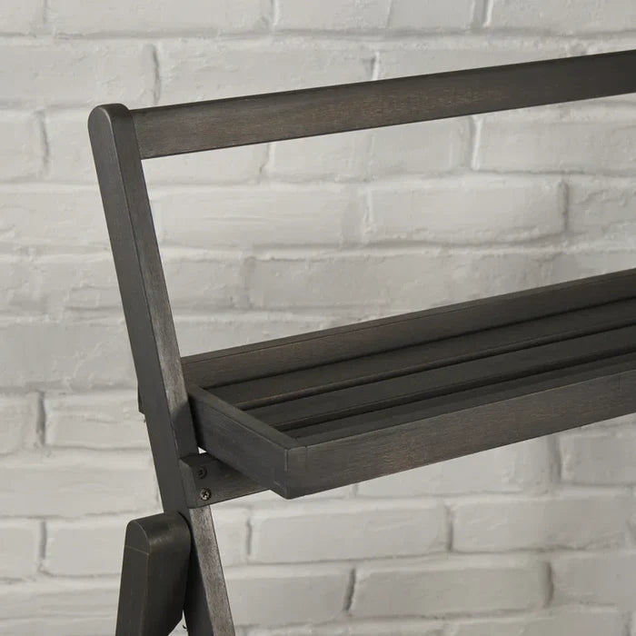 3-Tier Foldable Solid Wood Plant Stand – Black