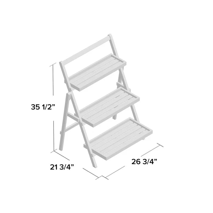 3-Tier Foldable Solid Wood Plant Stand – Black