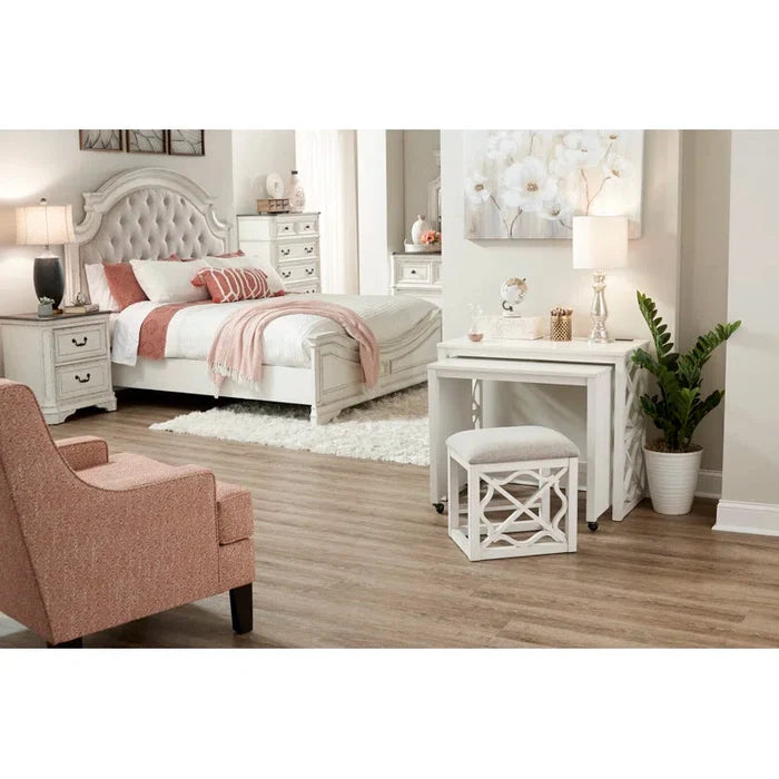 36" Nesting Rolling Desk with Upholstered Stool Ouch Cart