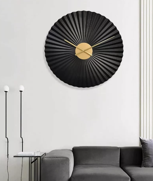 3D Zig Zag Black Metal Wallclock 24Inch N.R.HOMESDECOR