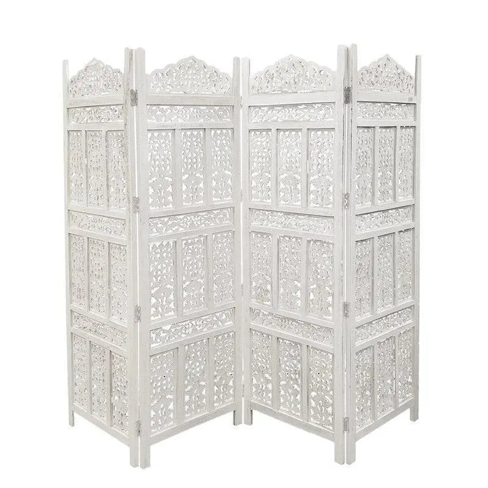 4 - Panel Wooden Folding Room Divider - Ouch Cart