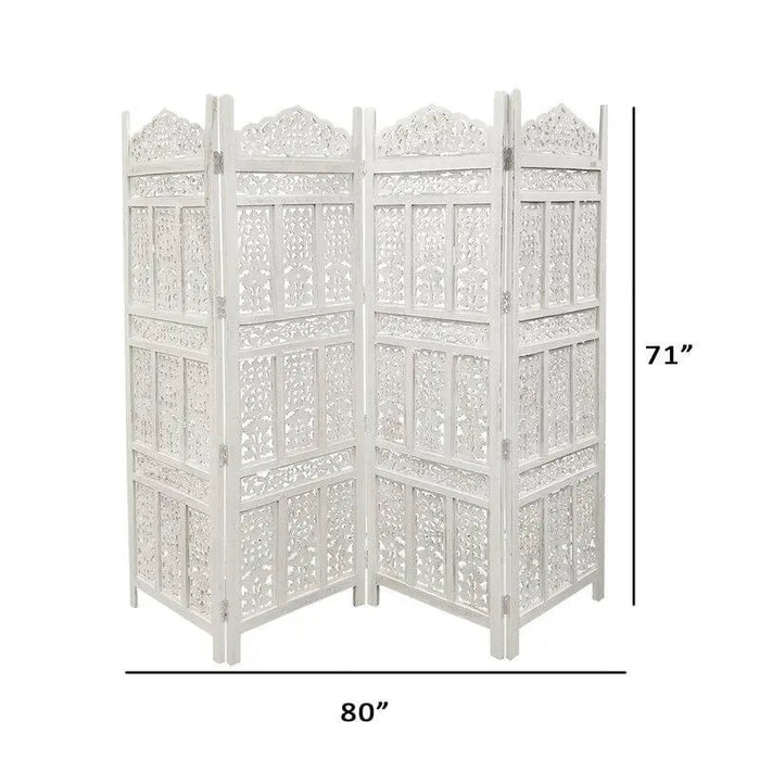 4 - Panel Wooden Folding Room Divider - Ouch Cart