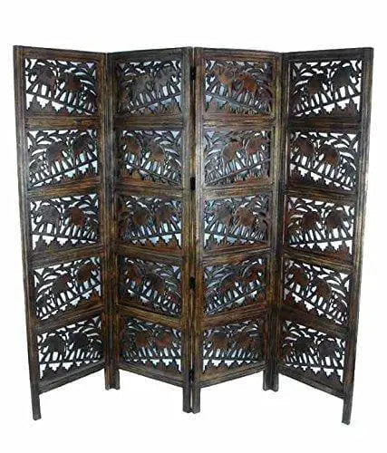 4 panel Wooden Partition | Room dividers | Wooden Room Separators for Living Area - Ouch Cart