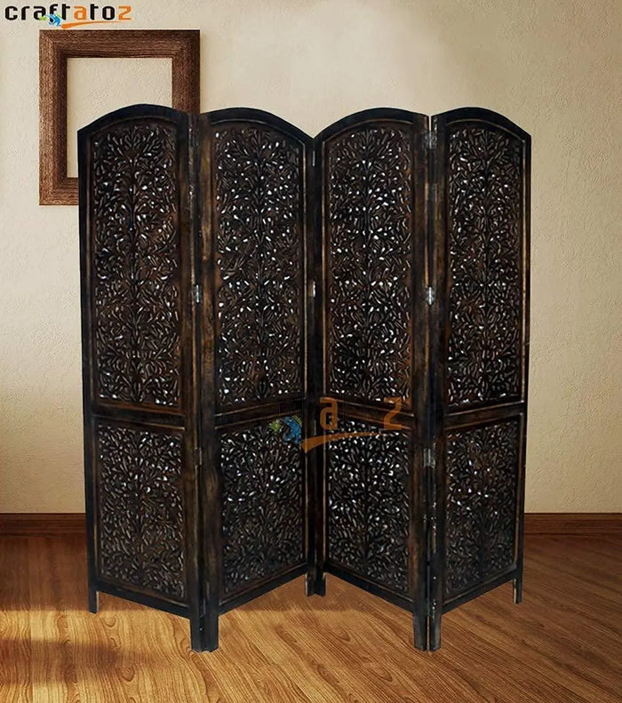 4 panel Wooden Partition | Room dividers | Wooden Room Separators for Living Area - Ouch Cart