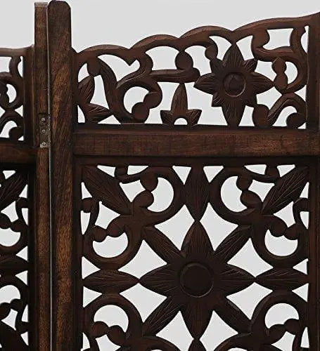 4 panel Wooden Partition, Wooden Handcrafted Partition/Room Divider/Separator for Living Room/Office - Ouch Cart