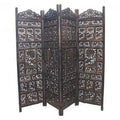 4 panel Wooden Partition,Wooden Handcrafted Partition/Room Divider/Separator for Living Room/Office - Ouch Cart