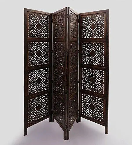 4 PANEL Wooden Partition,Wooden Handcrafted Partition/Room Divider/Separator for Living Room/Office - Ouch Cart