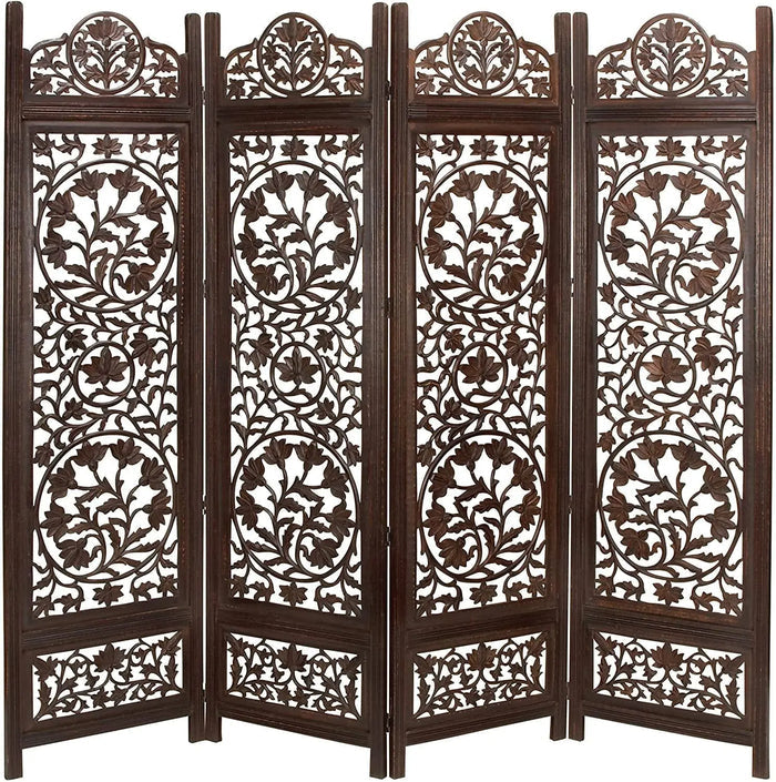 4 Panel Wooden Screen Decorative Protection For living room Wooden partition and Dividers - Ouch Cart