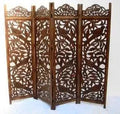 (4 Panel) Wooden Screen Wooden Room Divider Wooden Room Divider Wooden Carving partition - Ouch Cart