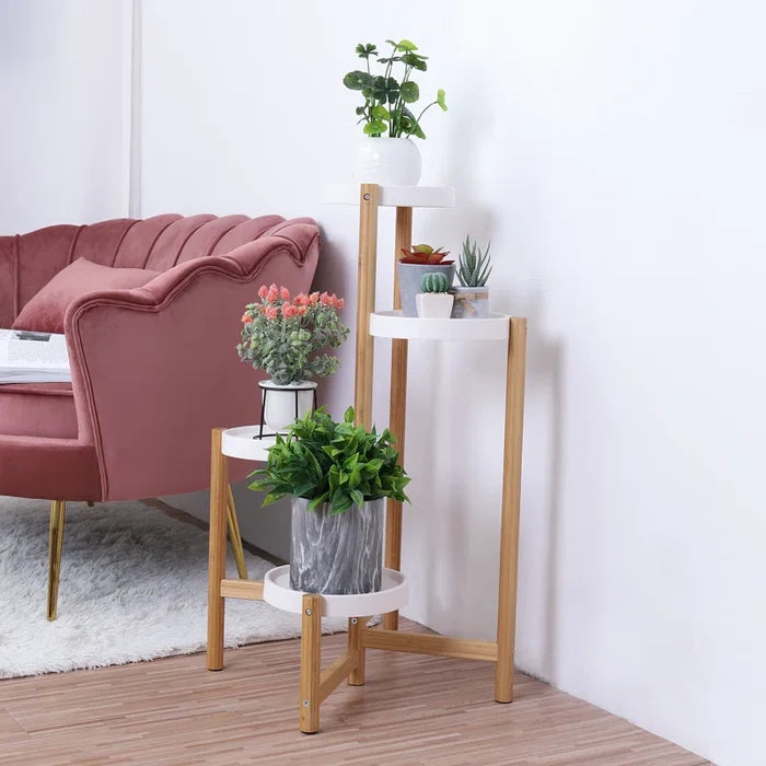 4 Tier Bamboo Plant Stand | Tall Corner Indoor Flower Pot Holder | Nordic Display Rack for Home, Garden & Patio