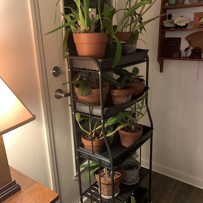 5-Tier Black Iron Plant Stand – Indoor & Outdoor Storage Shelf