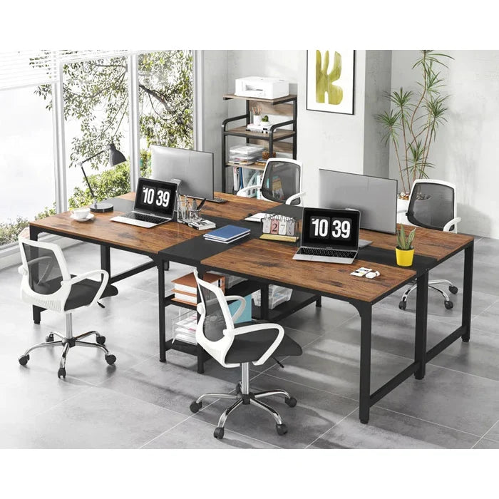90.55'' W Rectangle Double Computer Desk Ouch Cart
