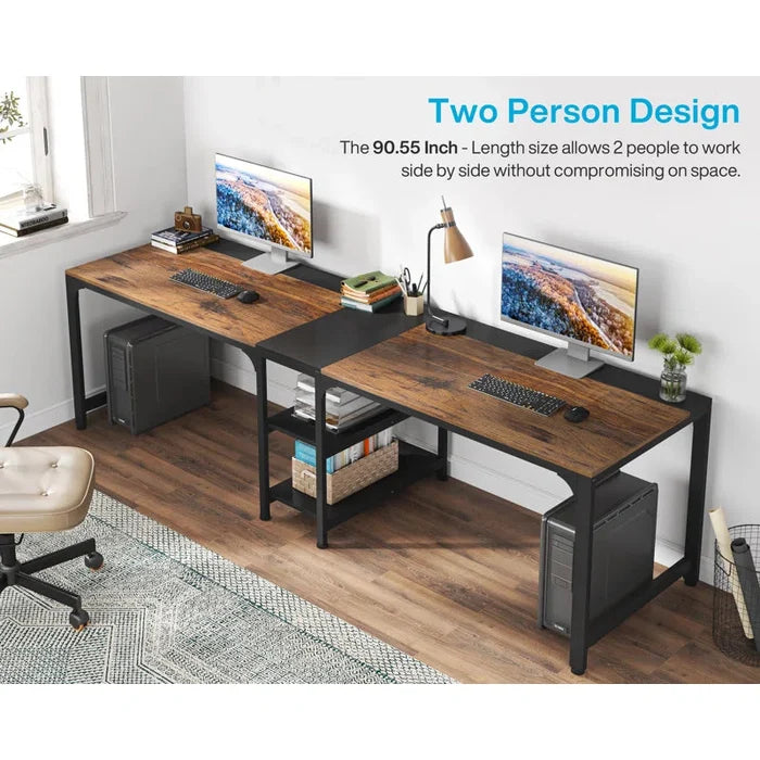 90.55'' W Rectangle Double Computer Desk Ouch Cart