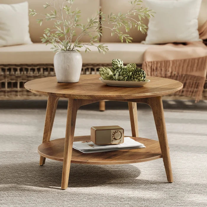 a Coffee Table With 2-Tier Storage Shelves