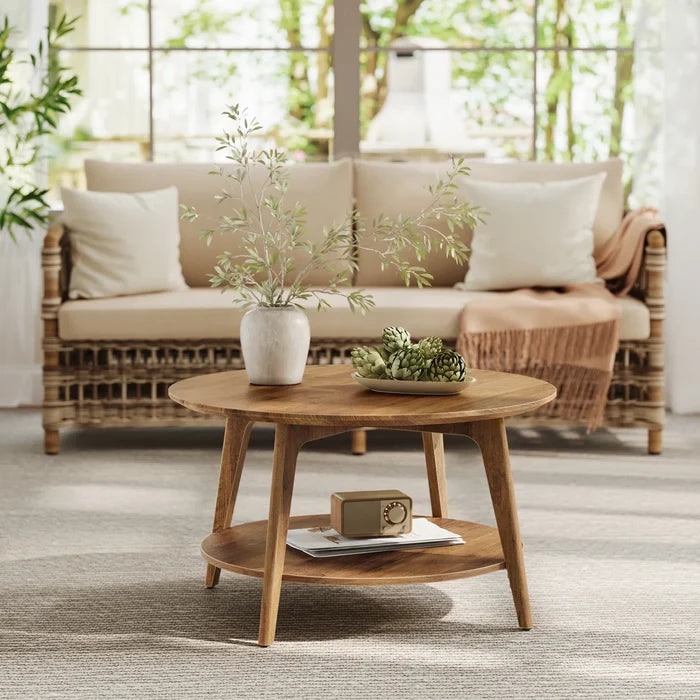 a Coffee Table With 2-Tier Storage Shelves