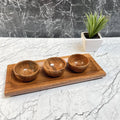 ACACIA WOOD SERVING TRAY WHIT 3 BOWL II FOOD GRADE - Ouch Cart