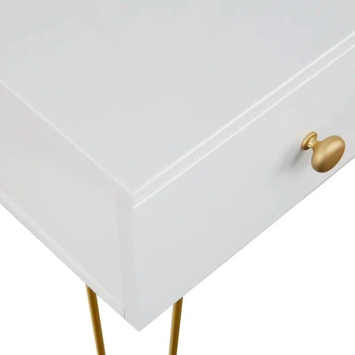 Acrylic Vanity Desk - Makeup Vanity Table - Dressing Table for Bedroom, Dressing Room, Large Storage Space, Gold Metal Legs - Ouch Cart