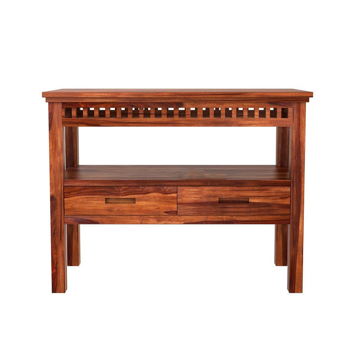 Adolph Console Table With Storage (Honey Finish) - Ouch Cart