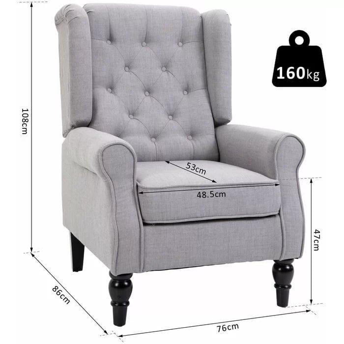 Afton Wide Tufted Wingback Chair - Ouch Cart