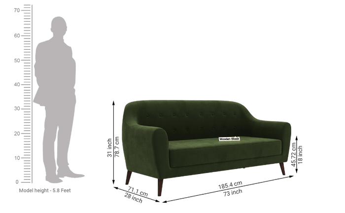 Allison 3 Seater Fabric Sofa - Ouch Cart