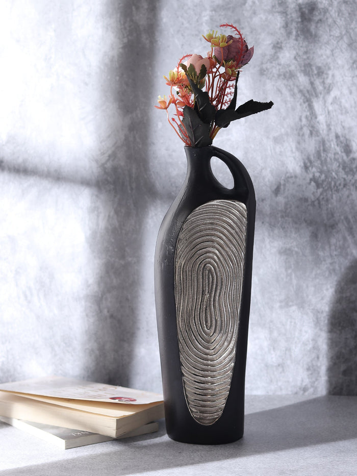 Alloy Art Vase in Black Silver M.M.I. OVERSEAS