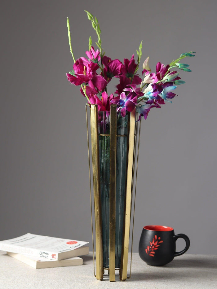 Allure Radiant Metal Hue Vase Green - Ouch Cart