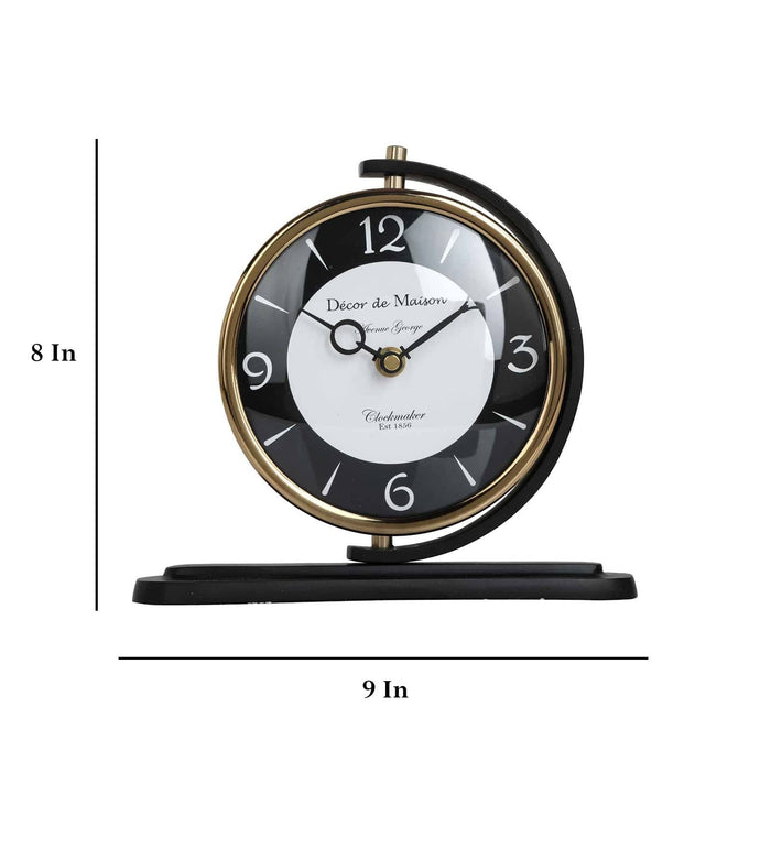 Aluminium Aleksi Table Clock Black, M.M.I. OVERSEAS