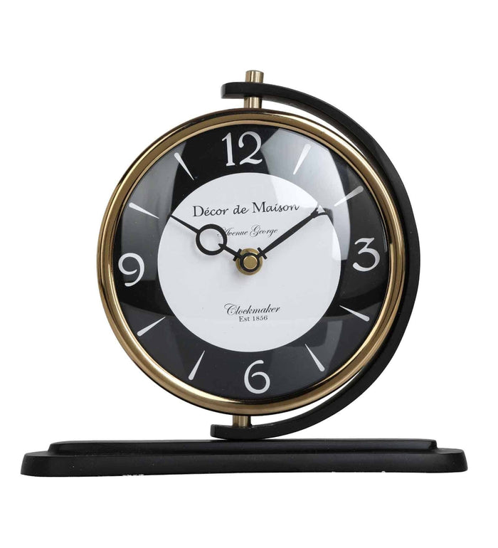 Aluminium Aleksi Table Clock Black, M.M.I. OVERSEAS