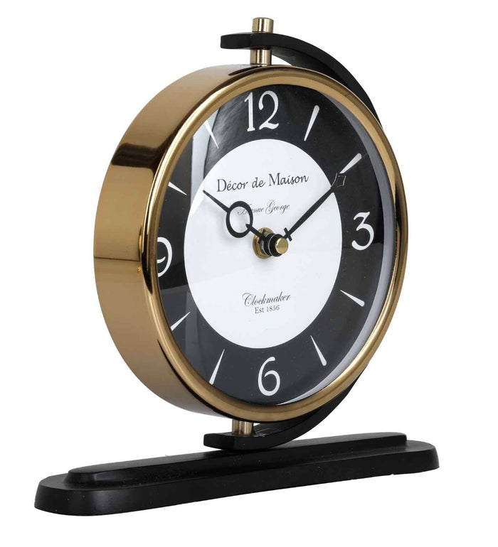 Aluminium Aleksi Table Clock Black, M.M.I. OVERSEAS