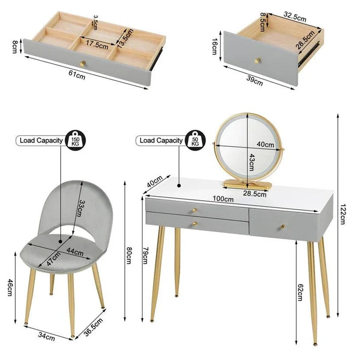 Antonia Dressing Table with Mirror - Ouch Cart