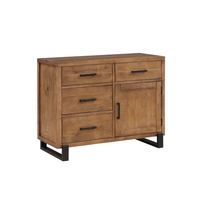 Ava  Beckles 100cm Wide 4 Drawer Pine Solid Wood Sideboard Ouch Cart