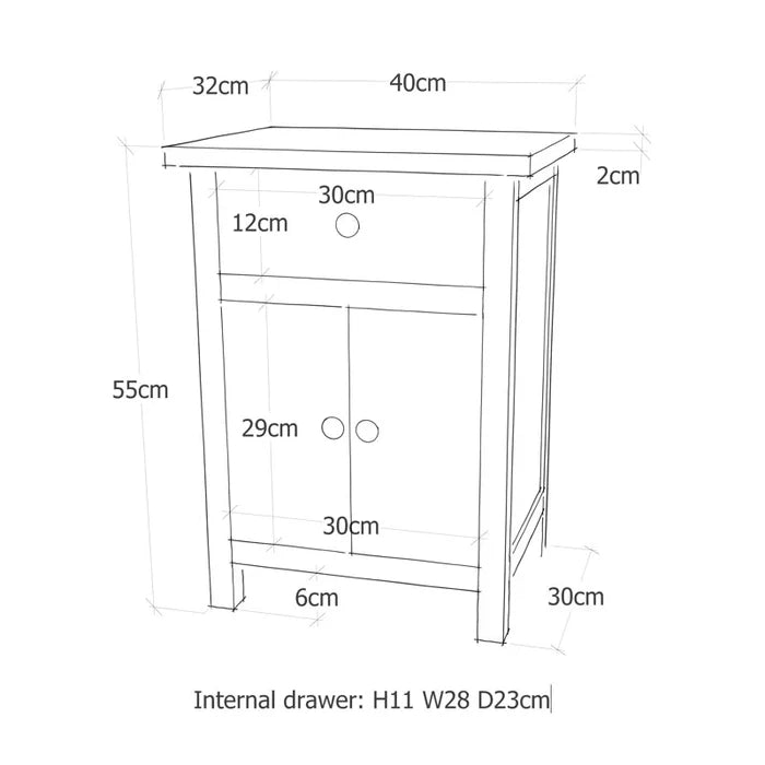 Averie 2 Door Bedside Cabinet Ouch Cart