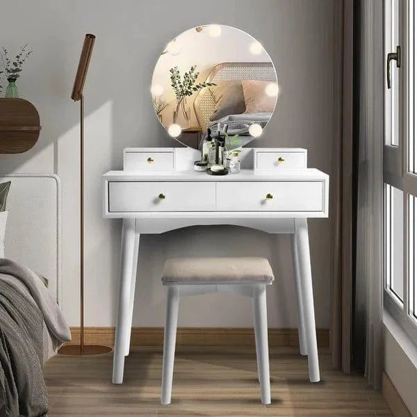 Avery Vanity dressing table with mirror with stool with drawers - Ouch Cart
