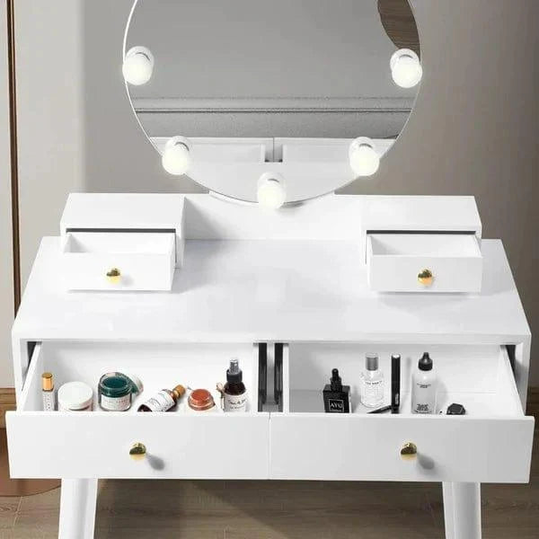 Avery Vanity dressing table with mirror with stool with drawers - Ouch Cart