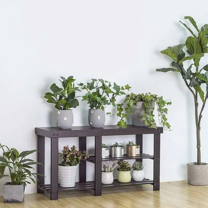 Bamboo Wood 6 Pair Shoe Rack For Room - Ouch Cart