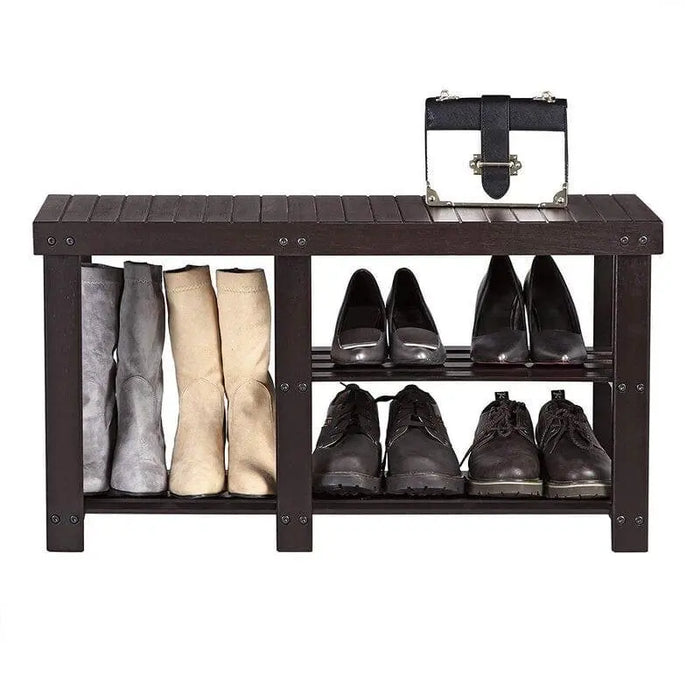 Bamboo Wood 6 Pair Shoe Rack For Room - Ouch Cart