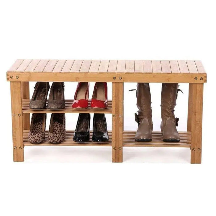Bamboo Wood 6 Pair Shoe Rack For Room - Ouch Cart