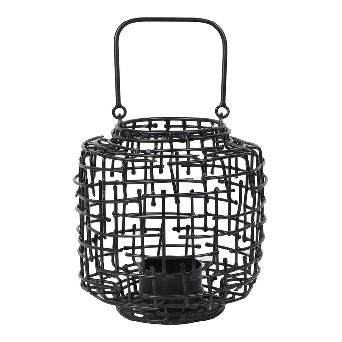 Basketweave Black Tea Light Holder M.M.I. OVERSEAS
